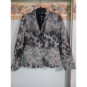 Katherine NY Smll Textured Colorful Casual Business Occasion Rosette Blazer